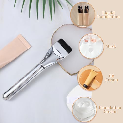 1 Pack Flat Foundation Brush for Liquid Makeup, Thin Mask Brush for Facials, 14CM Angled Design, Buildable Coverage, for L...