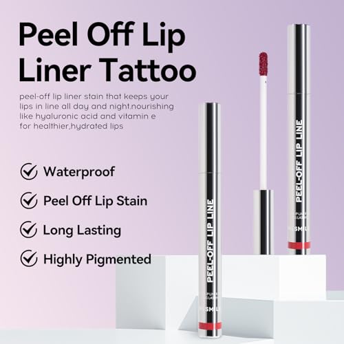 MLSMILE 4 PCS Peel Off Lip Liner Set, Lip Liner Stay, Matte Pink Lip gloss Stain, Long Lasting Peel Off Lip Stain Tattoo, ...