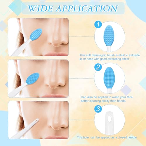 Patelai 30 Pcs Lip Scrubber Exfoliator Double-sided Lip Scrub Brush Silicone Plumper Tool with Container Soft Nose Clean A...