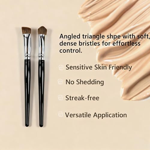 MLJHMRW Concealer Brush,Triangle Under Eye Makeup Small Foundation Brush Precise Coverage Dark Circles Face Contour Blendi...