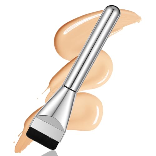 1 Pack Flat Foundation Brush for Liquid Makeup, Thin Mask Brush for Facials, 14CM Angled Design, Buildable Coverage, for L...
