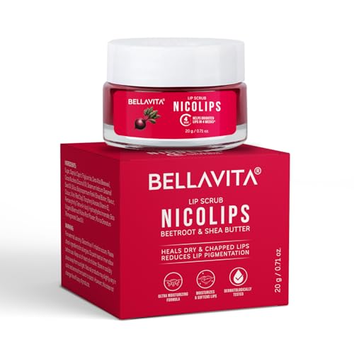 BellaVita Luxury NicoLips Lip Scrub 20gm | Lip Balm For Exfoliation & Dark Lip Moisturizing | With Goodness of Beetroot, S...