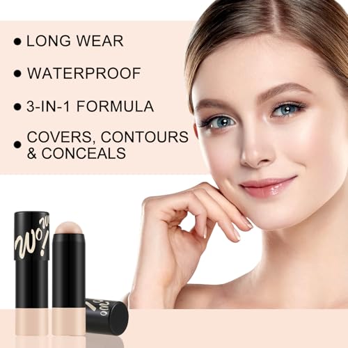 Apooliy Matte Foundation Stick,Lightweight Buildable Full Coverage, Longwear Face Foundation，Concealer Stick,Waterproof