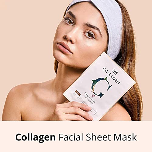 Rael Face Mask Skin Care, Collagen Face Masks - Bamboo Facial Sheet Mask, Korean Skincare, with Collagen Essence and Fruit...