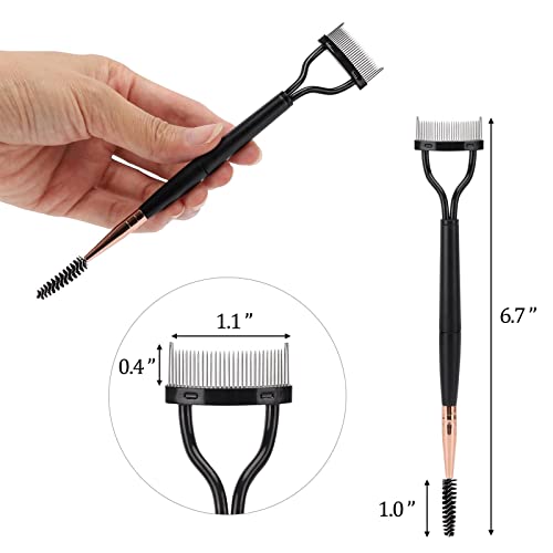 3 Pack Eyelash Comb Separator with Spoolie, Arc Designed Mascara Comb Dual Head Lash Separator Tool for Eyelash Extensions...