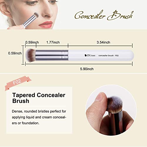 DUcare 3Pcs Kabuki Makeup Brush Set, Foundation Contour Blush Concealer Brush, Travel Buffing Blending Brush for Liquid Cr...