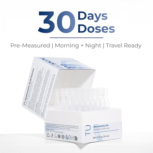 TURMSKIN® Hyaluronic Acid Serum Ampoules [ULTRA HYDRATING VIALS] - 3% Hyaluron Booster for Glass Skin & Anti Aging - 24 Ho...