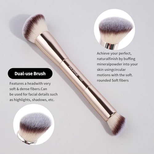 10 Pcs MAANGE Travel Makeup Brush Set with Magnetic case, Premium Synthetic Short Handle Brushes for Foundation, Powder, C...