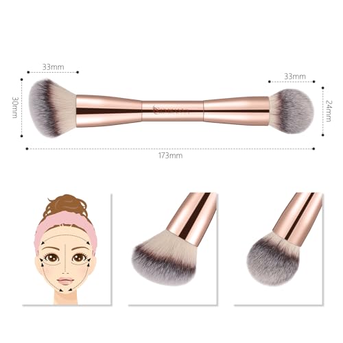 GEMSANVA Foundation Brush & Concealer Brush - Multi-Use Dual Ended Makeup Contour Brush for Cream, Liquid, Powder