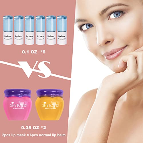 2PCS Lip Mask Overnight, Honey&Sakura Day and Night Repair Sleeping Lip Balm, Fade Lip Lines Bee Balm, Hydrating &Preventi...