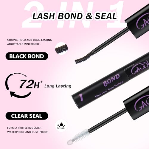 GAQQI Lash Clusters Kit, DIY Lash Extension Kit 120PCS Cluster Lashes C Curl, Wispy Eyelash Clusters 10-16MM with Lash Bon...