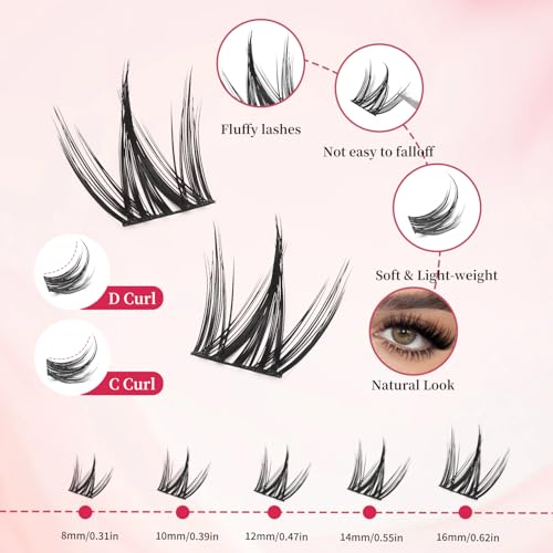 YVORMZKA Manga Lash Clusters Kit - Wispy Eyelash Clusters, Individual Lashes Clusters DIY Lash Extension Kit (Cutey)