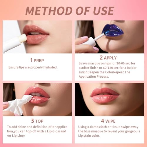 Lip Stain - Wipe-Off & Peel Off Lip Color | Waterproof, Long Lasting, Transfer-Resistant, Smudge-Proof Lip Tint | Easy Wip...