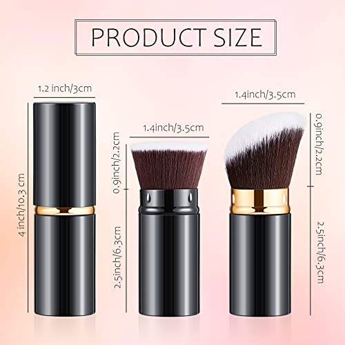 Tessco for you 2 Pcs Retractable Kabuki Makeup Brush Powder Foundation Makeup Brushes Portable Travel for Blush Bronzer Bu...