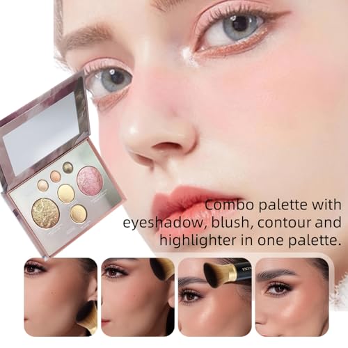 K'APEINE All in One Baked Makeup Palette, Dark Brown Eyeshadow, Blush Highlighter & Bronzer Face Kit Neutral Baked Powder ...