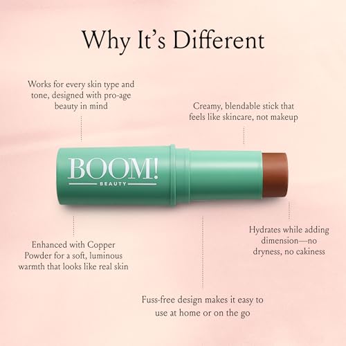 Boomstick Bronze ™ 3-in-1 Cream Blush Stick for Eyes, Lips & Cheek, Long-Wearing Blendable & Building Color Vegan Lipstick...