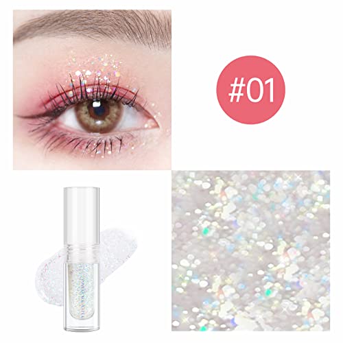 YMH BEAUTE Liquid Glitter Eyeshadow, Pigmented, Long Lasting, Quick Drying, Easy to Apply, Loose Glitter Glue for Eye Crys...