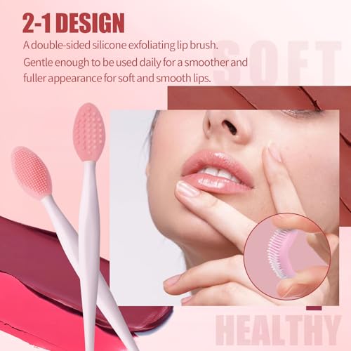 6 PCS Retractable Lip Brush for Lipstick Dual-Ended Lip Scrubber Exfoliator Silicone Lip Scrub Brush