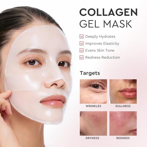 Elvira Bio-Collagen Real Deep Mask, Overnight Hydrating Face Mask with Hyaluronic Acid, Korean Skincare Face Mask for Mois...
