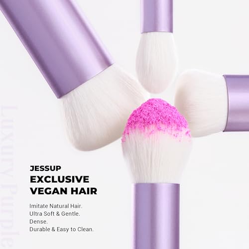 Jessup Makeup Brushes Set 4pcs Face Kabuki Brush for Foundation Contour Powder Blush Bronzer and Highlighter, Premium Synt...