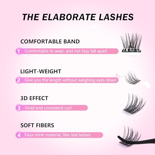 GAQQI Lash Clusters Kit, DIY Lash Extension Kit 120PCS Cluster Lashes C Curl, Wispy Eyelash Clusters 10-16MM with Lash Bon...
