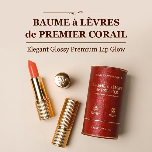 CHALLANS DE PARIS BAUME à LÈVRES de PREMIER – Premium Tinted Lip Balm, Coral Glow, Moisturizing & Glossy Lip Care, Smooth ...