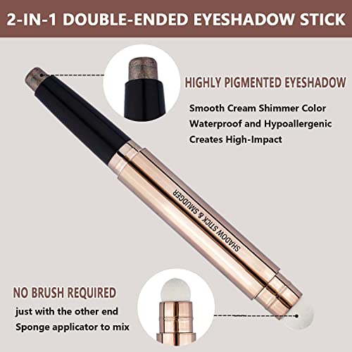 Metiplou Brown Eyeshadow Stick Eyeliner pencil For Eye Makeup Cream Shimmer Smooth Glitter Dark Light Matte Single Crayon ...