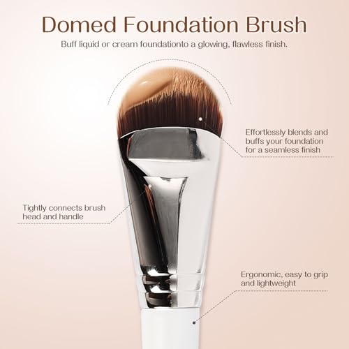 SEINGTOOM Foundation Brush, Flat Tongue-shaped Makeup Brush, Soft Synthetic Bristles for Liquid & Cream Foundation, Concea...