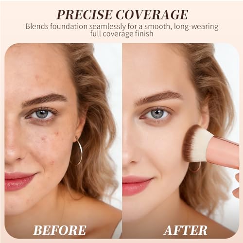 DUcare Flat Top Kabuki Foundation Brush - Premium Makeup Brush for Liquid, Cream, and Powder - Buffing, Blending, and Fac...