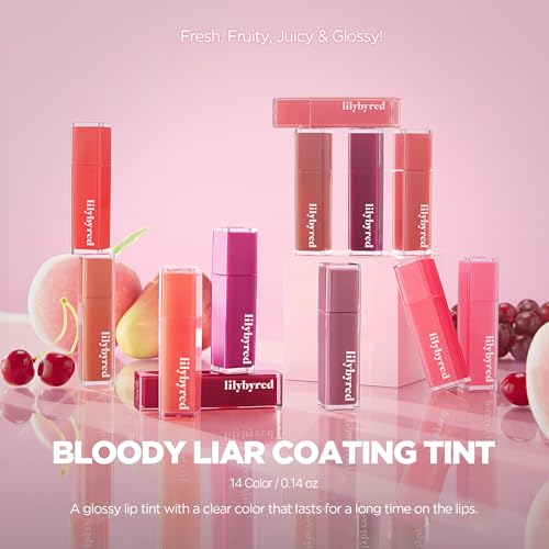 lilybyred Bloody Liar Coating Tint | Korean Glossy Lip Stain, Vivid & Juicy Color, Syrupy Shine, Moisturizing, Long-Lastin...