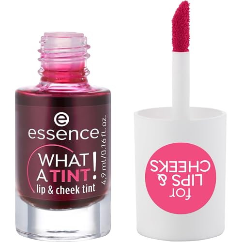 essence | What a Tint! Lip & Cheek Tint | Long-Lasting Liquid Blush & Lip Stain | Non-Sticky & Kiss-Proof | Vegan & Cruelt...
