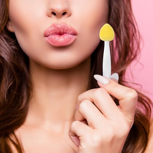 Mxxipp 4pcs Lip Scrub Brush, Silicone Heart Lip Exfoliator Brushes Scrubber Tool, Double-Sided Lip Cleaning Exfoliating Re...