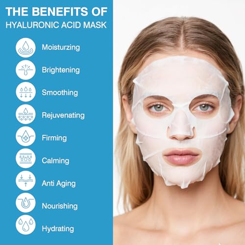 IREV Hyaluronic Acid Face Mask, Face Masks Skincare, Hydrating Mask For Face,Deep Moisturizing Face Sheet Mask, Facial Mas...