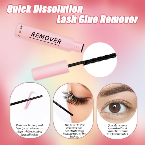 DNSGOOR DIY Lash Extension Kit 720Pcs 10-18mm D Curl Lashes Clusters with Lash Bond and Seal Glue Remover Lash Shampoo Cle...
