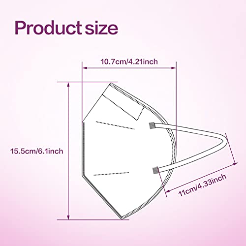 Miuphro KN95 Disposable Face Mask 25 Pack 5-Ply Breathable Safety Masks Against PM2.5, Disposable Respirator Protection Ma...