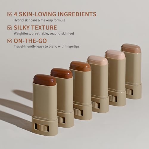 Tinted Moisturizer Stick - Foundation & Serum Hybrid for a Natural, Healthy-Looking Glow, Hydrating Skin Tint Balm with Bu...