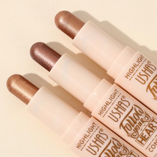 USHAS 2pcs Concealer Stick and highlighter 2 in 1 Dual-Ended Contour Contouring Makeup Stick, Natural Coverage, Lightweigh...