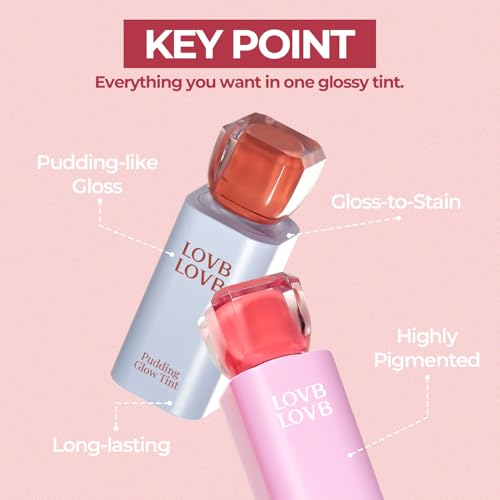 LOVB LOVB Pudding Glow Korean Lip Tint | Natural Lip Stain | Gloss to Stain | Long-Lasting & Non-Sticky | Lightweight Lip ...