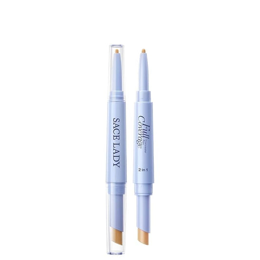 SACE LADY 2 in 1 Full Coverage Concealer Pen, Dual-End Concealer Stick Ultra Precise & Waterproof for Eye Dark Circles, Bl...