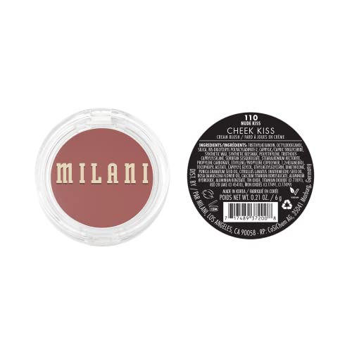 Milani Blush Makeup – Cheek Kiss Cream Blush for Cheeks, Buildable Cream-to-Gel Blusher & Lip Tint, Dewy Natural Color, Hy...