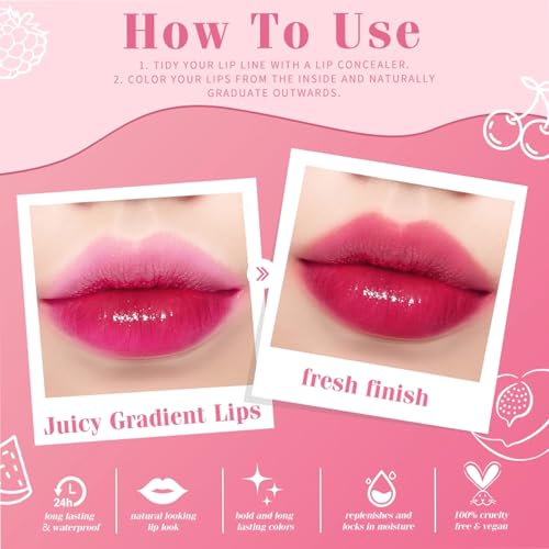 10 Colors Lip Tint Stain Set,Korean Lip Gloss,Watery Lip Stain Mini Liquid Lipstick Waterproof,Moisturizing Lip Stain Set ...
