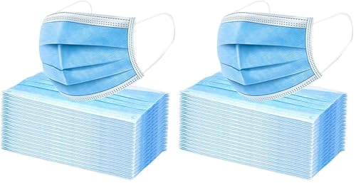 [Pack of 100] Disposable Face Mask, 3-Ply Masks Facial Cover with Elastic Earloops For Home, Office, School, and Outdoor