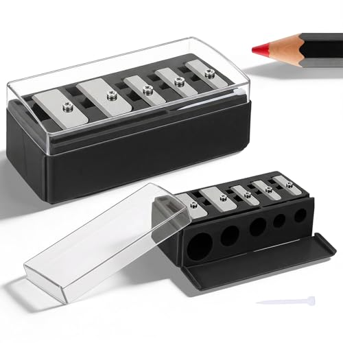 2 Pack Lip Liner Pencil Sharpener 5 Hole Long Point Eye Pencils Sharpener Tool, Cosmetic Makeup Pencil Sharpeners for Eyel...