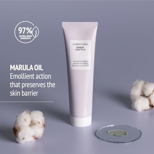 [ comfort zone ] Remedy Cream To Oil Cleanser, Soothing Nourishing Face Wash, Ultra Gentle, Fragrance Free, Marula Oil, Cl...