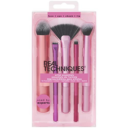 Real Techniques Artist Essentials Makeup Brush Set, For Foundation, Blush, Highlighter, Eyeshadow, & Liner, Professional M...