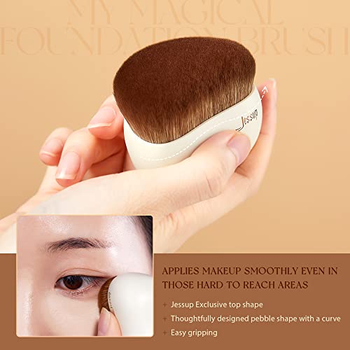 Jessup Makeup Brush, Foundation Brush Flat Top Kabuki Brush for Face Blush Liquid Powder Foundation Brush for Blending Buf...
