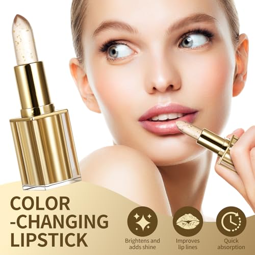 Levora Color Changing Lipstick, Golden Crystal pH Lip Balm, Moisturizing Shiny Lip Gloss for Women, Long Lasting, Anti-Fad...