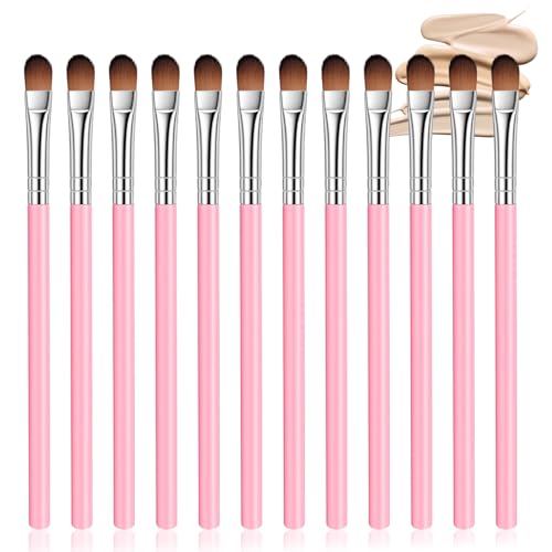 12 Pcs Flat Small Concealer Brush Under Eye Flat Makeup Brushes for Concealing Small Imperfection Blending Setting Buffing...