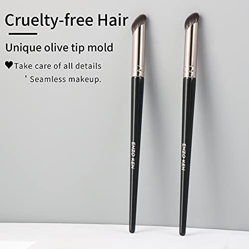 ENZO KEN Angled Concealer Brush Under Eye, Concealer Brush, Small Nose Contour Brushes, Nose Brush Contour, Nose Brushes A...