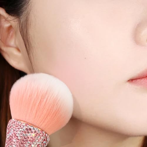 XEAOHESY 1pc Pink Rhinestones Nail Dust Brush Mineral Powder Brush Blush Brush Soft Fluffy Foundation Brush Large Face Pow...